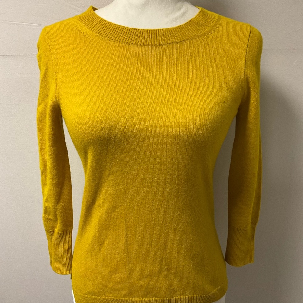 J. Crew mustard yellow cashmere sweater